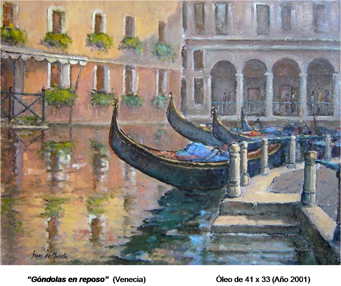 Óleo Venecia - Gondolas en reposo 2001